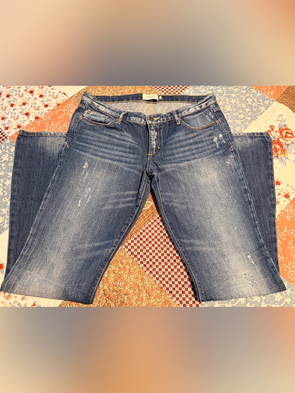 Abercrombie & Fitch Bootcut Jeans Women’s 8 Distressed Dark Wash Y2K